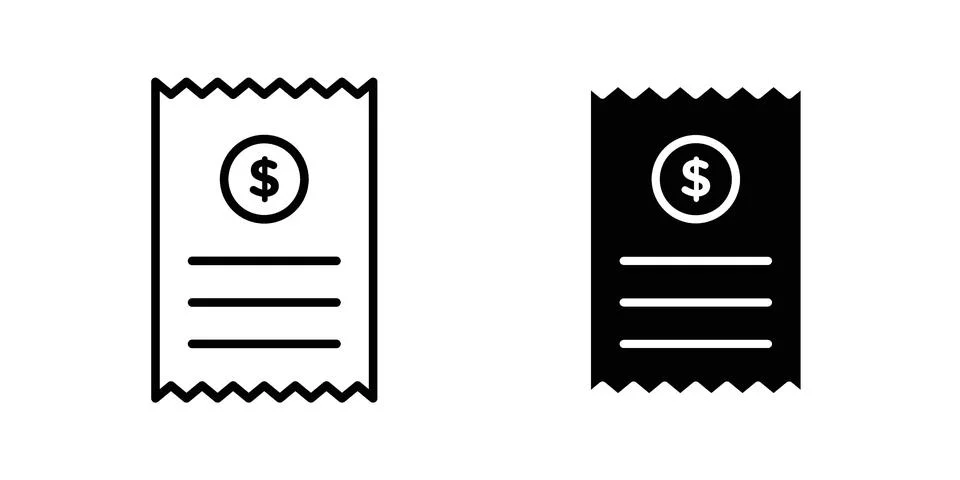 Receipt icon vector concepts, line and silhouette style Stock Illustration