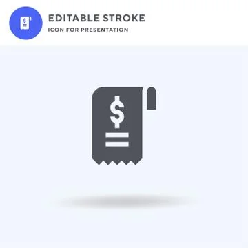 Receipt icon vector, filled flat sign, solid pictogram isolated on white, logo Illustrazione stock