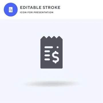 Receipt icon vector, filled flat sign, solid pictogram isolated on white, logo Stockillustratie