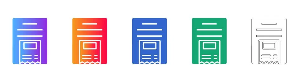 Receipt Invoice Document Icon Set Stock Illustration