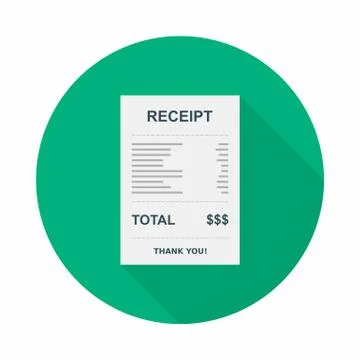 Receipt paper, bill check, invoice, cash receipt. Isolated icon. Stock Illustration