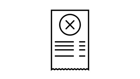 Receipt payment failed outline icon animation with cross mark. Stock Footage 326166435