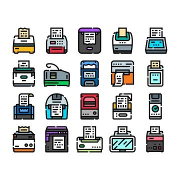 Receipt printer and pos terminal machines collection Stock Illustration