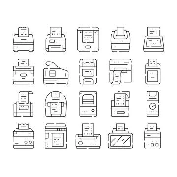 Receipt printer and pos terminal devices icons Stock Illustration
