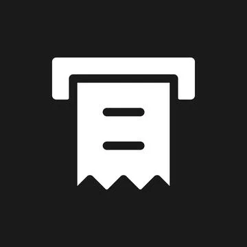 Receipt printer dark mode glyph ui icon Stock Illustration