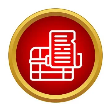 Receipt printer generating paper bill icon Stock Illustration
