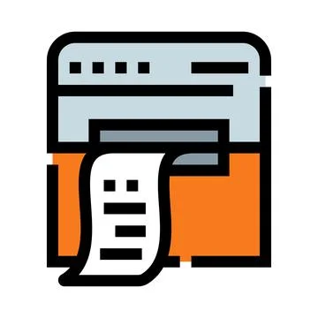 Receipt printer machine issuing paper ticket for transaction Stock Illustration