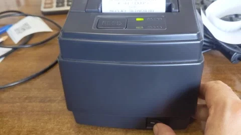 Receipt printer in office Stock Footage 220208032