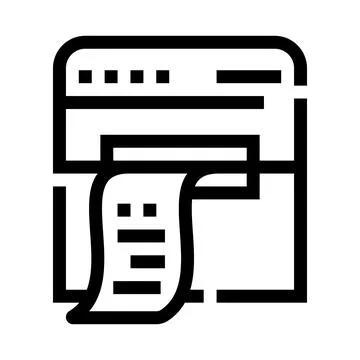 Receipt printer printing bill line icon Stock Illustration