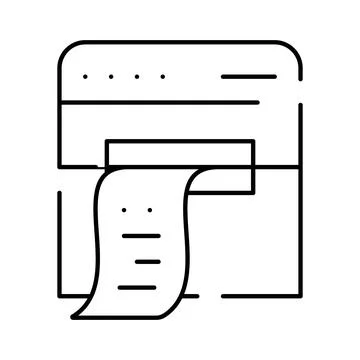 Receipt printer printing bill line icon concept Stock Illustration