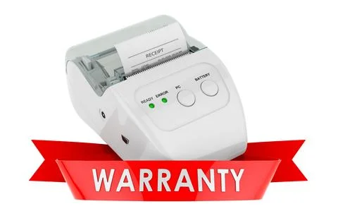 Receipt printer warranty concept. 3D rendering Stock Illustration
