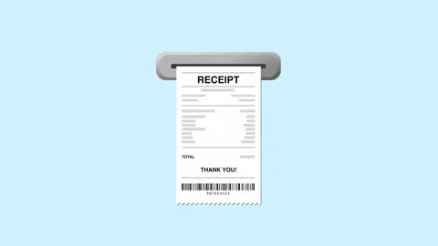 Receipt Printing Animation from POS Terminal Видео 336671419