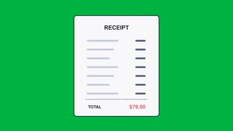 Receipt Printing Line Items With Total Rolling Up on Green Screen Stock Footage 342097170