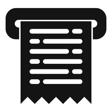 Receipt printing machine issuing paper bill icon simple style Stock Illustration