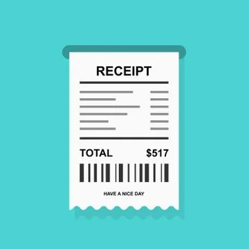 Receipt simple icon with barcode - invoice Stock Illustration