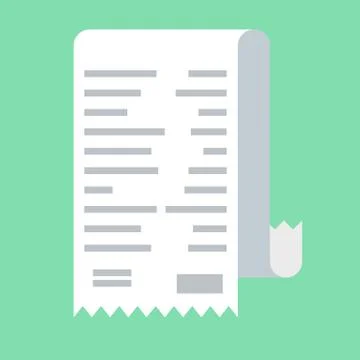 Receipt vector icon in a flat style isolated on a colored background. Concept Stock Illustration