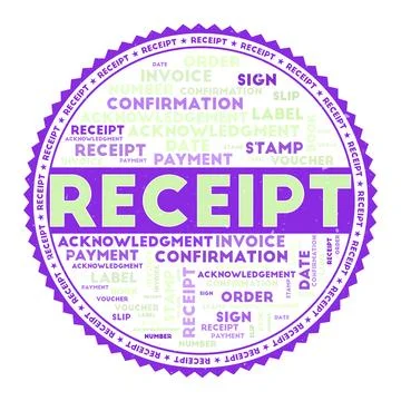 RECEIPT word image. Receipt concept with word clouds and round text. Nice c.. Stock Illustration