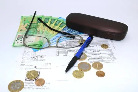 Receipts for payment for heating. 스톡 사진