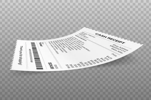 Receipts vector illustration of realistic payment paper bills for cash or cre Illustrazione stock