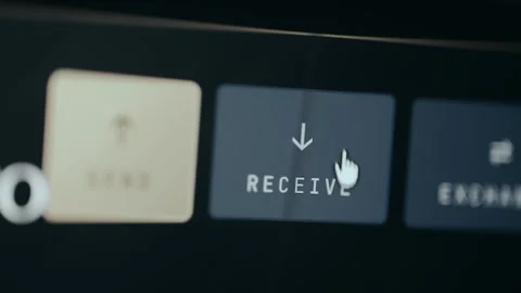 RECEIVE button within a digital wallet application interface Stock Footage 330666368