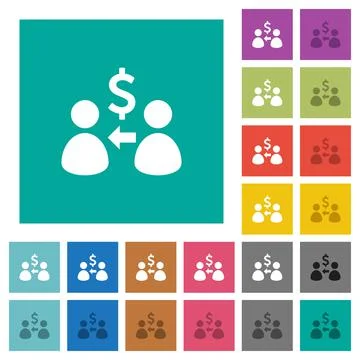 Receive Dollars square flat multi colored icons Ilustración de archivo