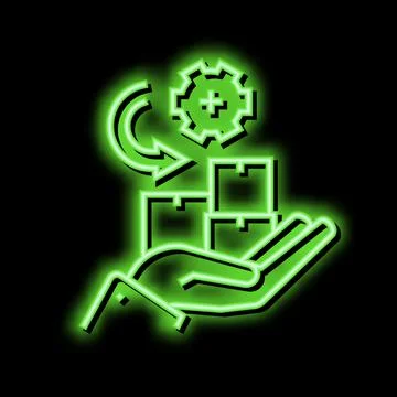 Receive goods and services neon glow icon illustration Illustrazione stock