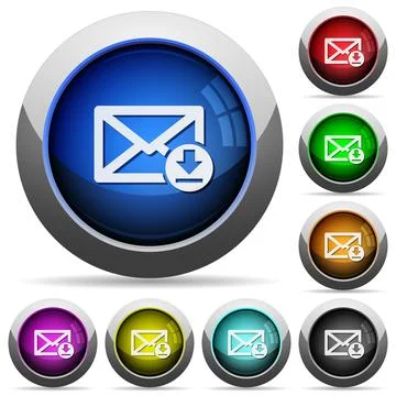 Receive mail glossy buttons Stock Illustration