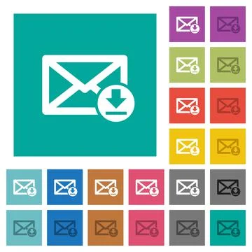 Receive mail square flat multi colored icons Stock Illustration