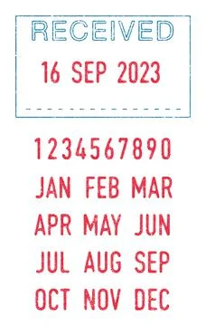 Received and dates ink stamp Stock Illustration