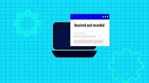 Received and recorded text isolated digital technology notification message.. Illustrazione stock