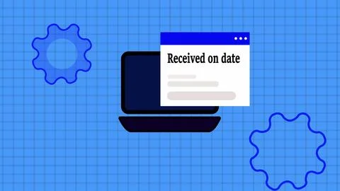 Received on data text isolated digital technology notification message page.. Illustrazione stock