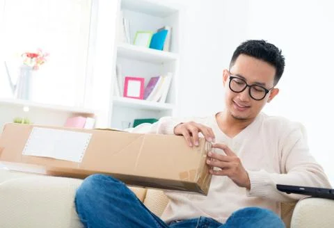 Received an express parcel Stock Photos