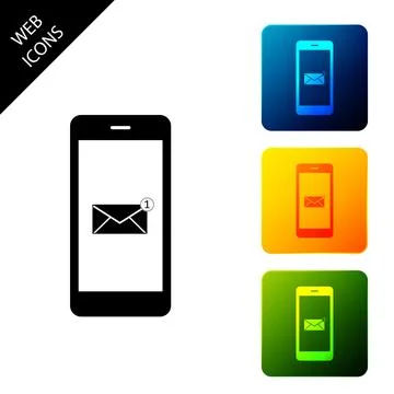 Received message concept. New email notification on the smartphone screen icon Stock Illustration