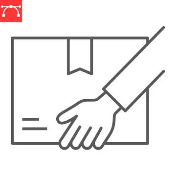 Received parcel line icon Stock Illustration