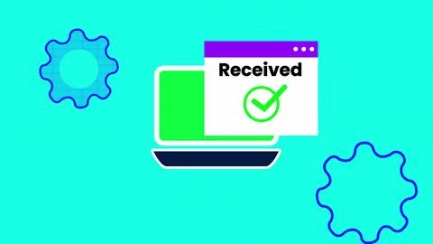 Received text isolated digital technology notification message page on lapt.. Illustrazione stock