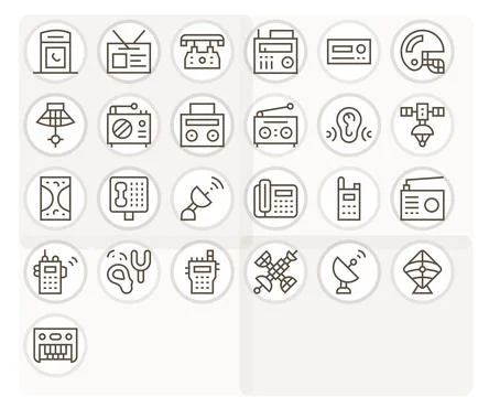 Receiver Essential Vector Set including 25 Editable Regular Line High Resol.. Stock-Illustration