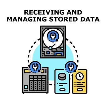 Receiving and managing stored data concept vector Stockillustratie