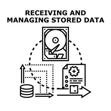 Receiving and managing stored digital information technology system Stock Illustration