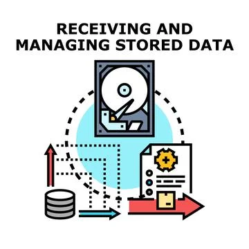 Receiving and managing stored digital information technology system Stock Illustration