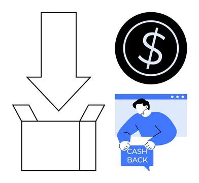 Receiving and Saving Money through Online Cashback and Rewards Programs 스톡 일러스트