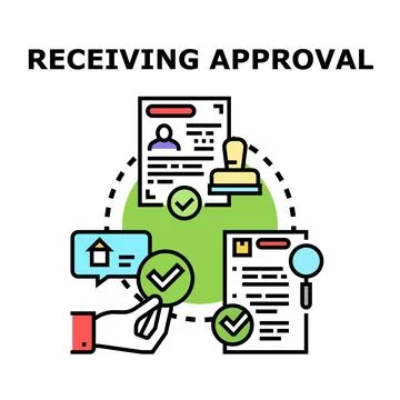 Receiving approval for application document process concept 库存插图