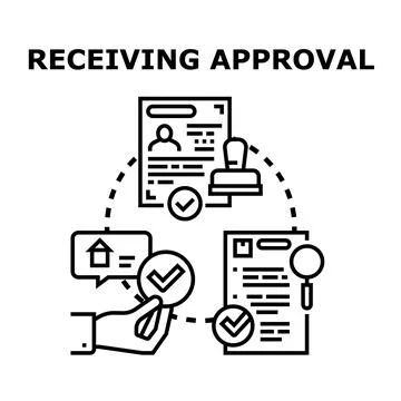 Receiving approval for application document process concept Stock Illustration