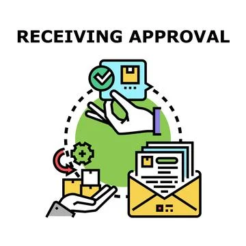 Receiving approval process for order delivery confirmation Stock Illustration
