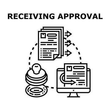 Receiving approval process vector icon concept Stock Illustration