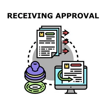 Receiving approval process vector icon concept Stock Illustration