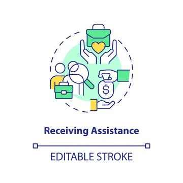 Receiving assistance concept icon Ilustración de archivo