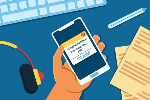 Receiving Bait Message On Phone Illustrazione stock