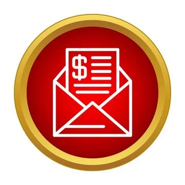 Receiving bill invoice document in an open envelope icon Stock Illustration