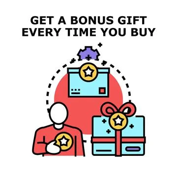 Receiving bonus gift with every purchase program Stock Illustration