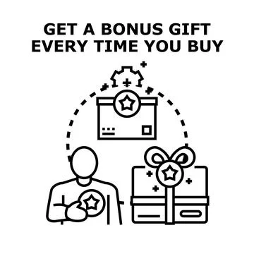 Receiving bonus gift with every purchase program Illustration